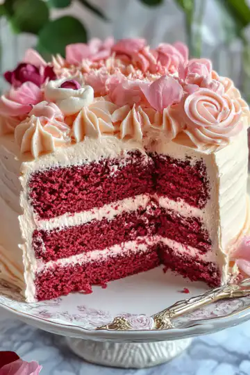 Mothers Day Pink Velvet Cake taken with iphone 15 pro max --iw 2 --ar 4:5 --v 6.1 --raw