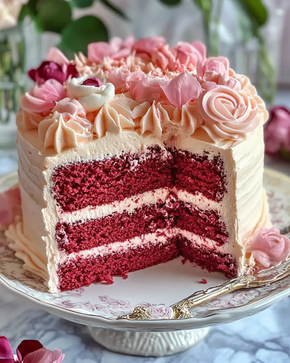Freshly baked Strawberry-Glazed Pink Velvet Cake in pressure cooker
