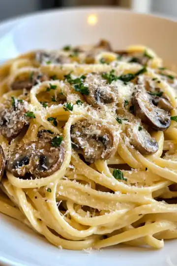 Mushroom Gruyere Pasta taken with iphone 15 pro max --iw 2 --ar 4:5 --v 6.1 --raw