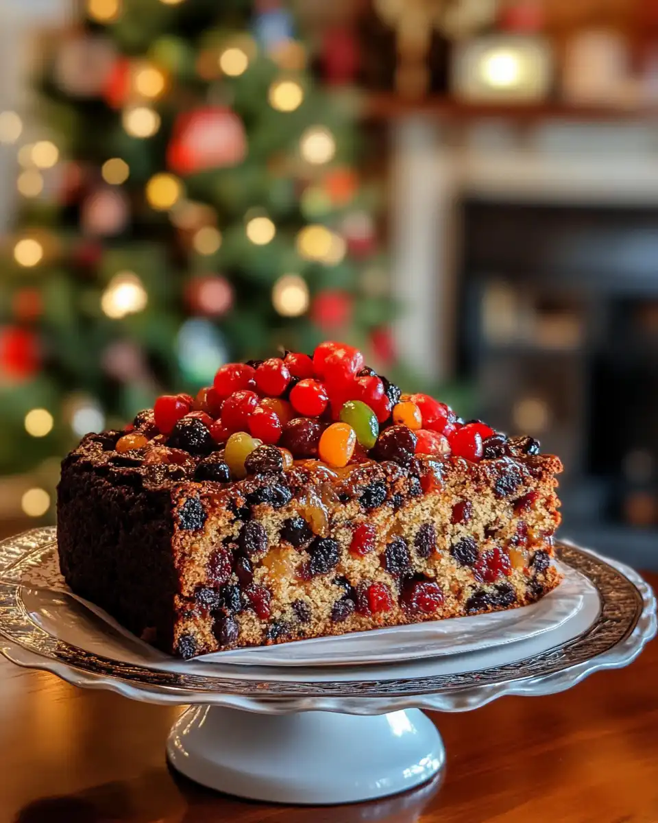 Chopped dried fruit and nuts mixed in fruit cake batter