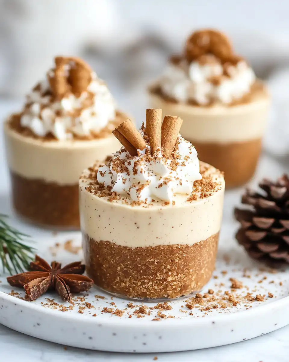 Gingersnap cookie crust and cream cheese mixture for no bake cheesecake cups