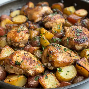 One Pan Chicken And Potatoes taken with iphone 15 pro max --iw 2 --ar 4:5 --v 6.1 --raw