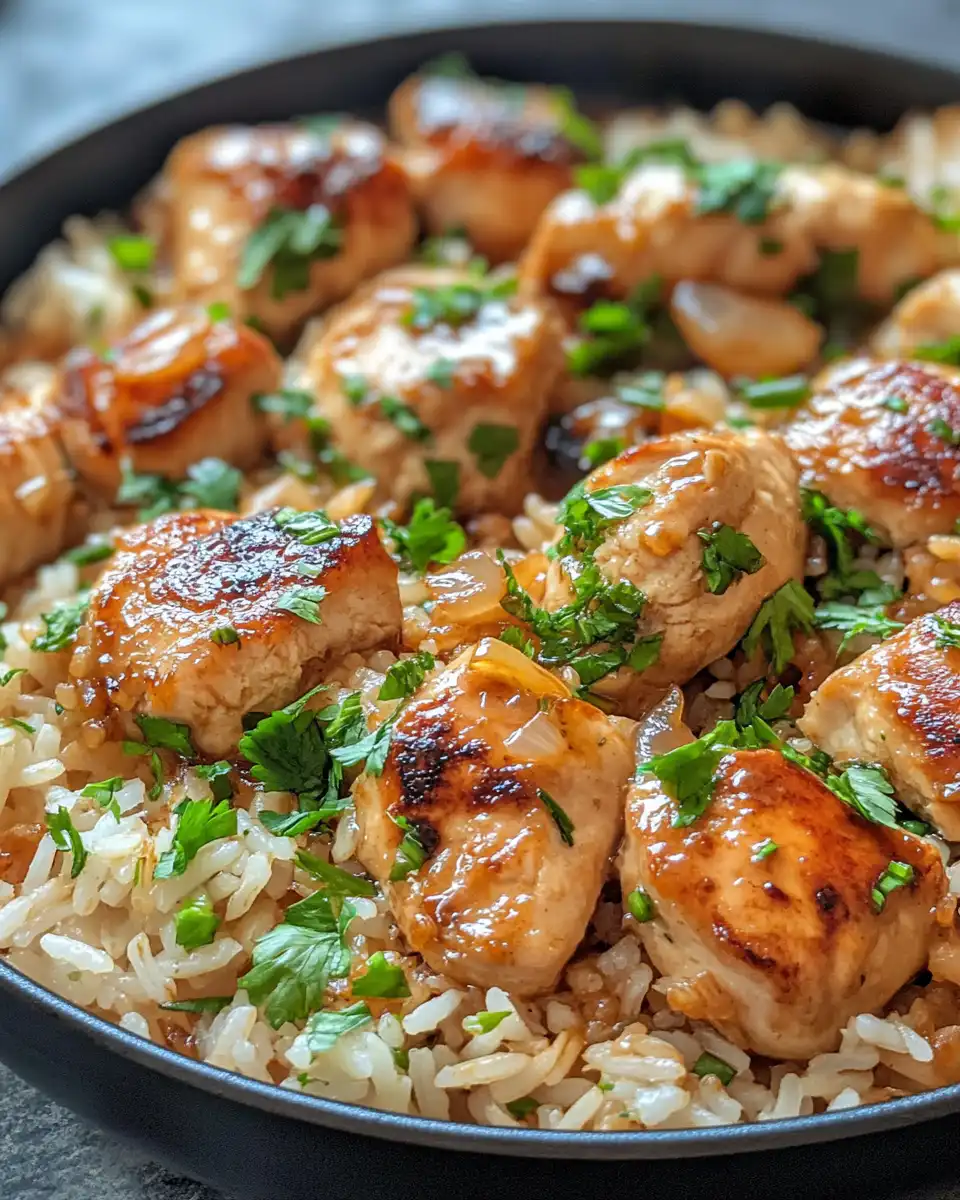 Ingredients for one-pan honey butter garlic chicken and rice including spices and chicken thighs