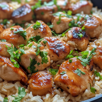One Pan Honey Butter Garlic Chicken Rice taken with iphone 15 pro max --iw 2 --ar 4:5 --v 6.1 --raw