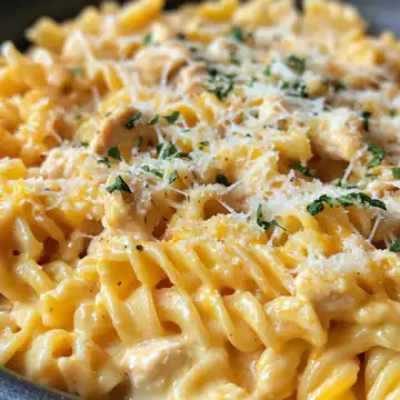 One Pot Cheesy Chicken Pasta With taken with iphone 15 pro max --iw 2 --ar 4:5 --v 6.1 --raw