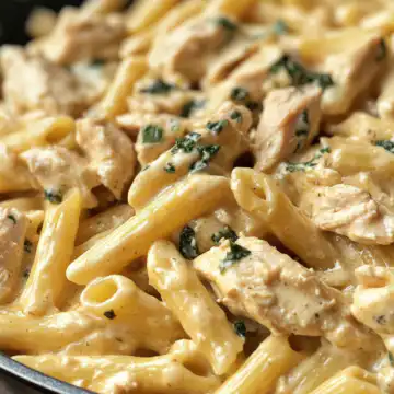 One Pot Creamy Chicken Pasta taken with iphone 15 pro max --iw 2 --ar 4:5 --v 6.1 --raw