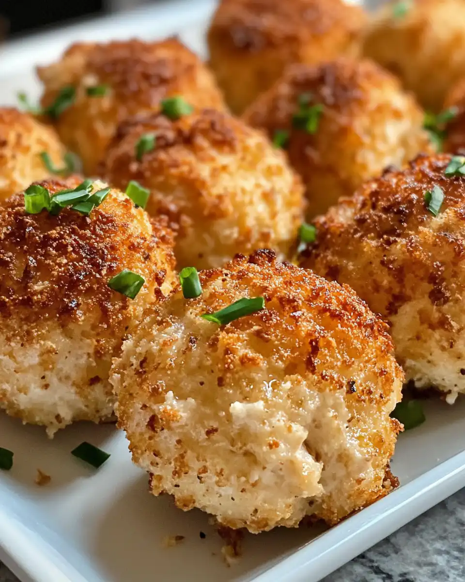 Golden baked cheese bombs with stretchy mozzarella cheese