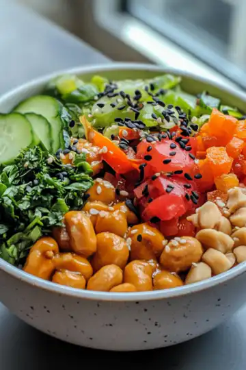 Peanut Buddha Bowl taken with iphone 15 pro max --iw 2 --ar 4:5 --v 6.1 --raw