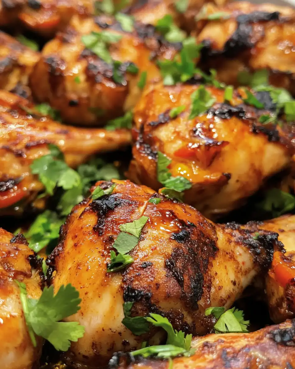 Coating chicken with peri peri sauce before cooking