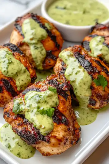 Peruvian Grilled Chicken Creamy Green Sauce taken with iphone 15 pro max --iw 2 --ar 4:5 --v 6.1 --raw
