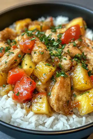 Pineapple Chicken And Rice taken with iphone 15 pro max --iw 2 --ar 4:5 --v 6.1 --raw