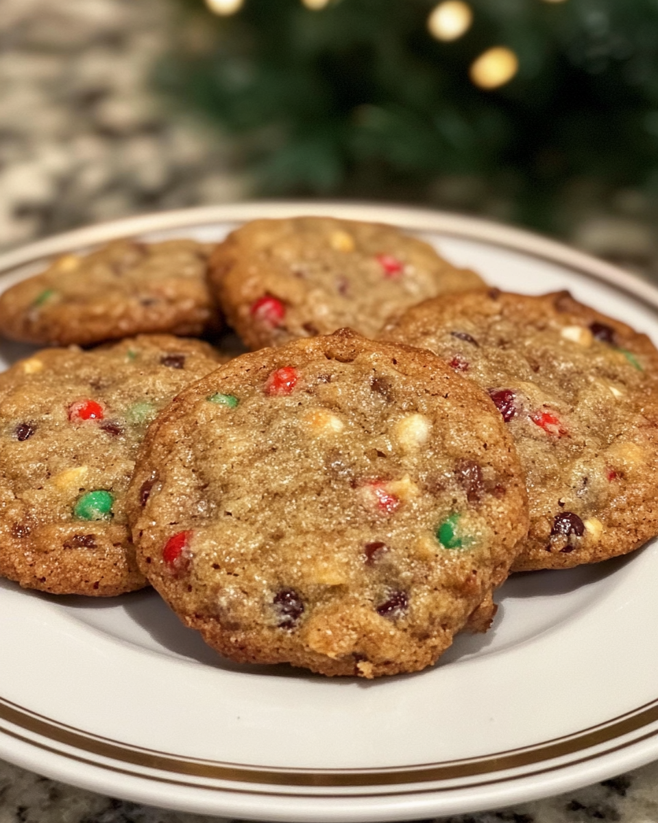 Mixing chopped candied fruits and nuts into cookie dough in a bowl