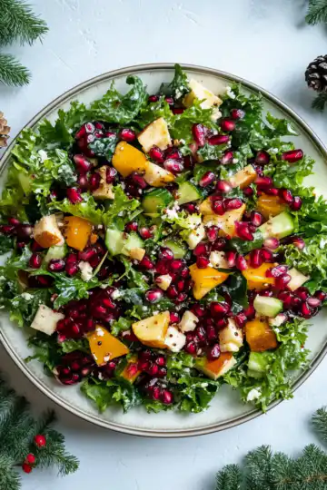 Pomegranate Christmas Salad With Honey Mustard Dressing taken with iphone 15 pro max --iw 2 --ar 4:5 --v 6.1 --raw