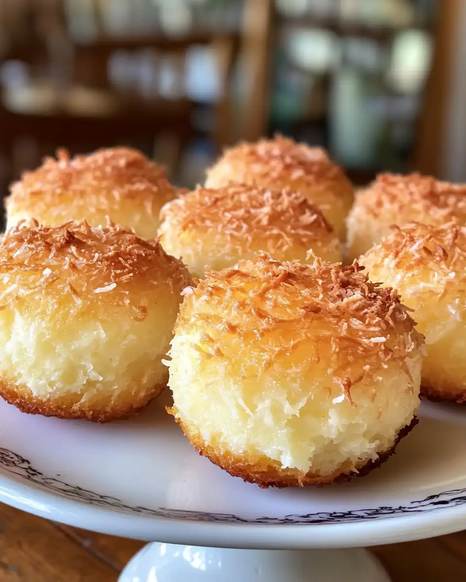 Close up of Portuguese coconut cake slice showing moist crumb and shredded coconut texture
