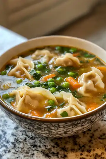 Potsticker Soup Recipe taken with iphone 15 pro max --iw 2 --ar 4:5 --v 6.1 --raw