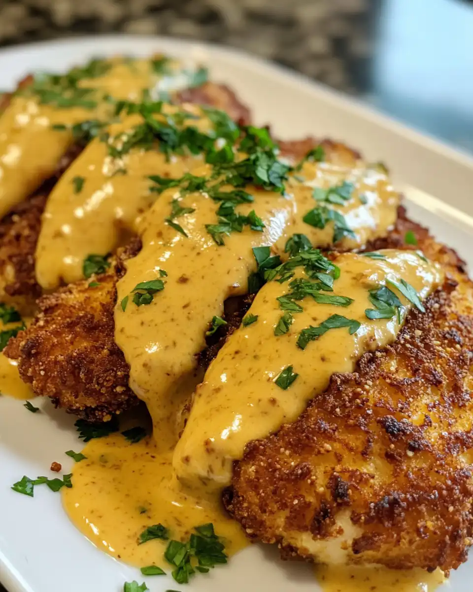 Ingredients for pretzel crusted chicken with mustard cheddar sauce arranged on a kitchen counter