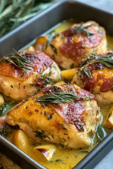 Prosciutto Apple And Sage Butter Chicken With Cider Pan Sauce taken with iphone 15 pro max --iw 2 --ar 4:5 --v 6.1 --raw