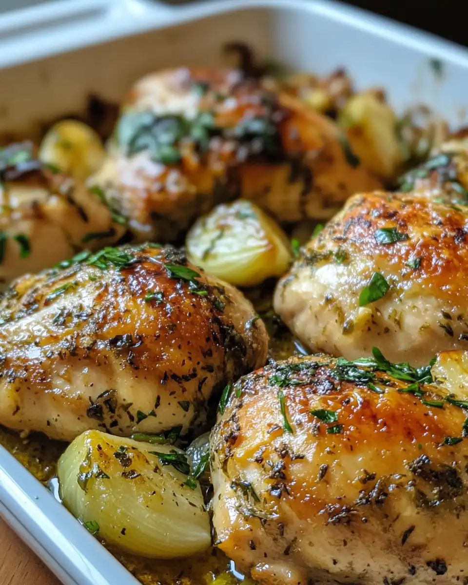 Golden crispy roasted chicken with fresh herbs ready to serve