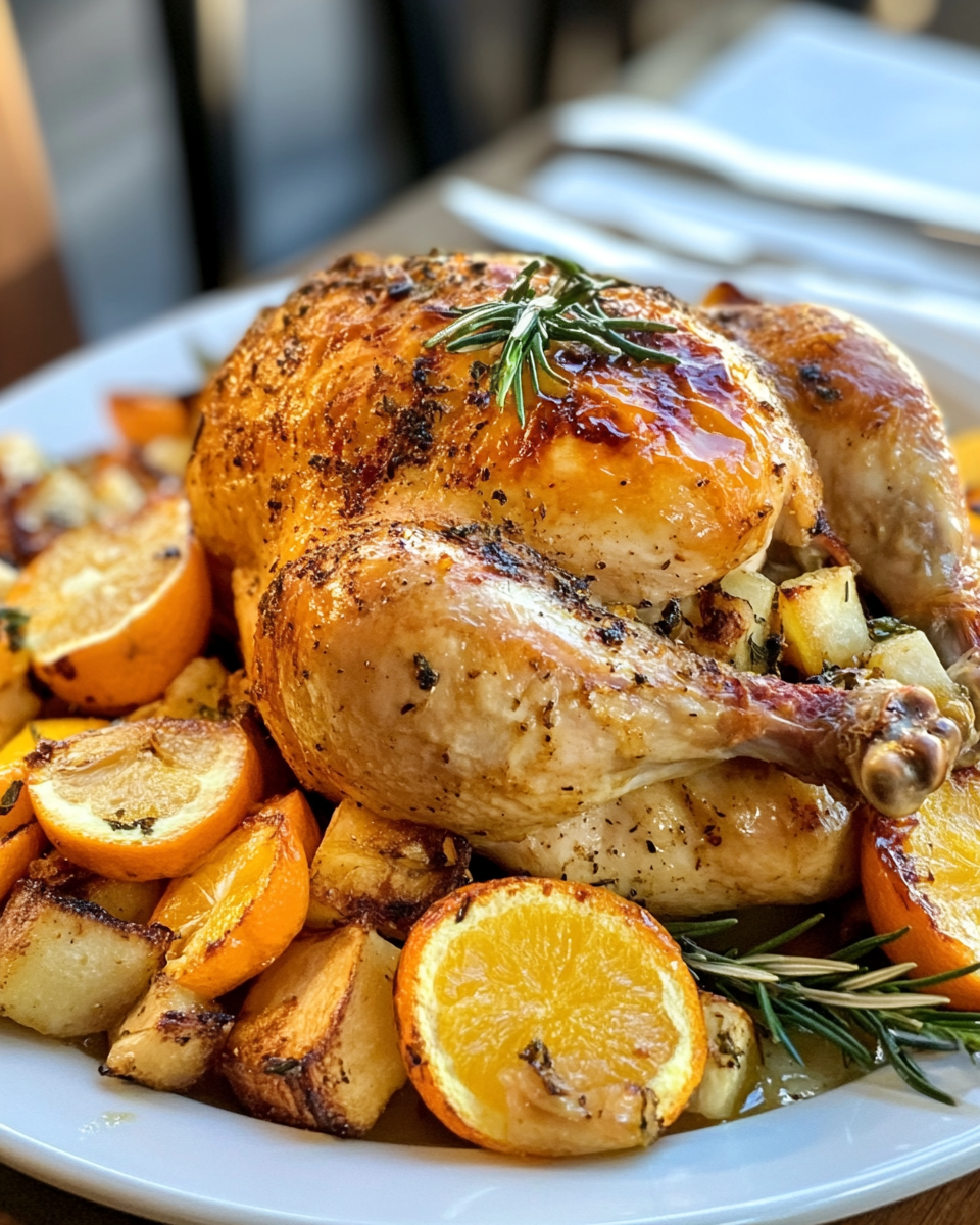 Golden roasted orange chicken in pressure cooker
