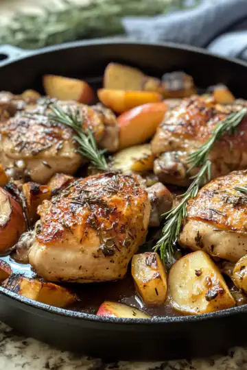 Rosemary Apple Cider Chicken Recipe taken with iphone 15 pro max --iw 2 --ar 4:5 --v 6.1 --raw