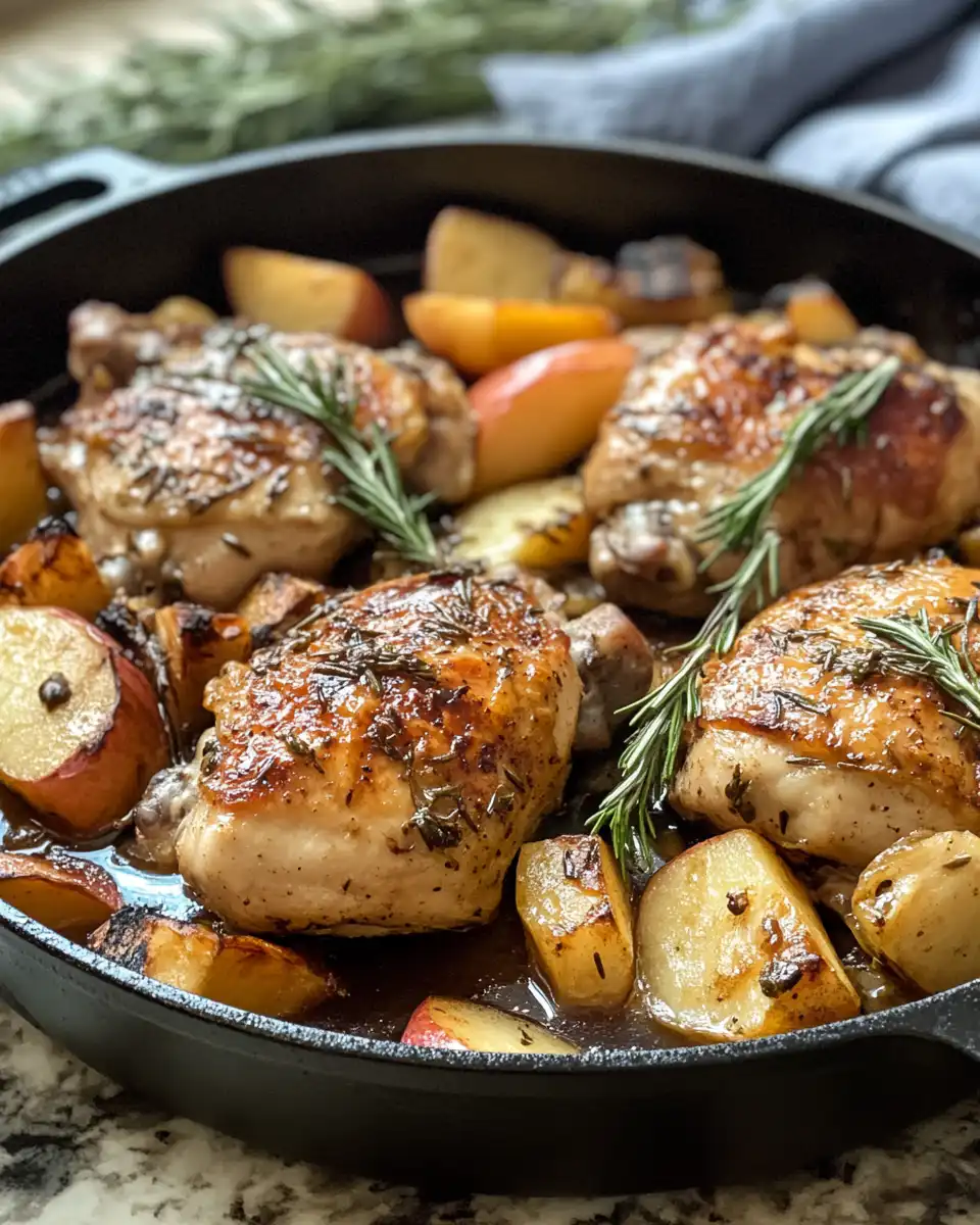 Pressure cooker releasing steam hints at flavorful chicken and apples cooking