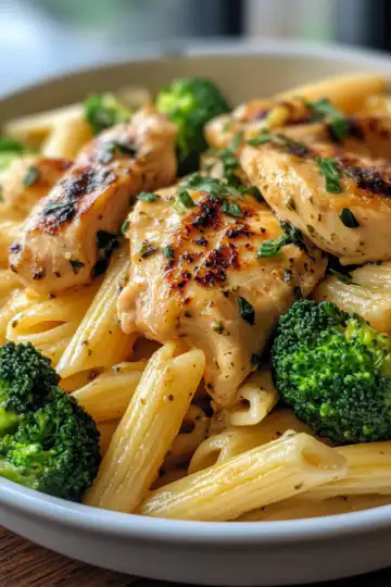 Rotisserie Chicken Broccoli Pasta taken with iphone 15 pro max --iw 2 --ar 4:5 --v 6.1 --raw