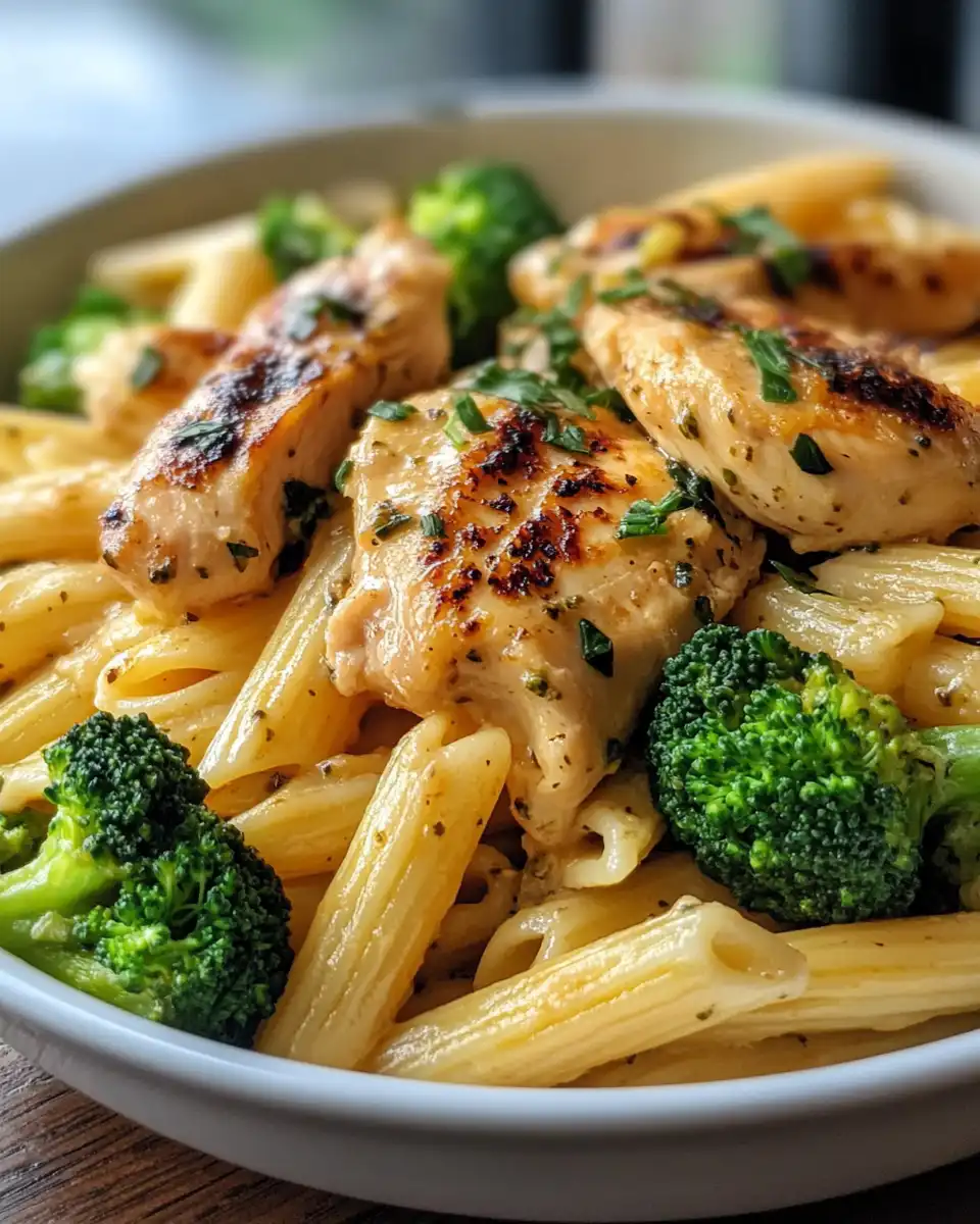 Rotisserie chicken and broccoli pasta fresh out of the pressure cooker
