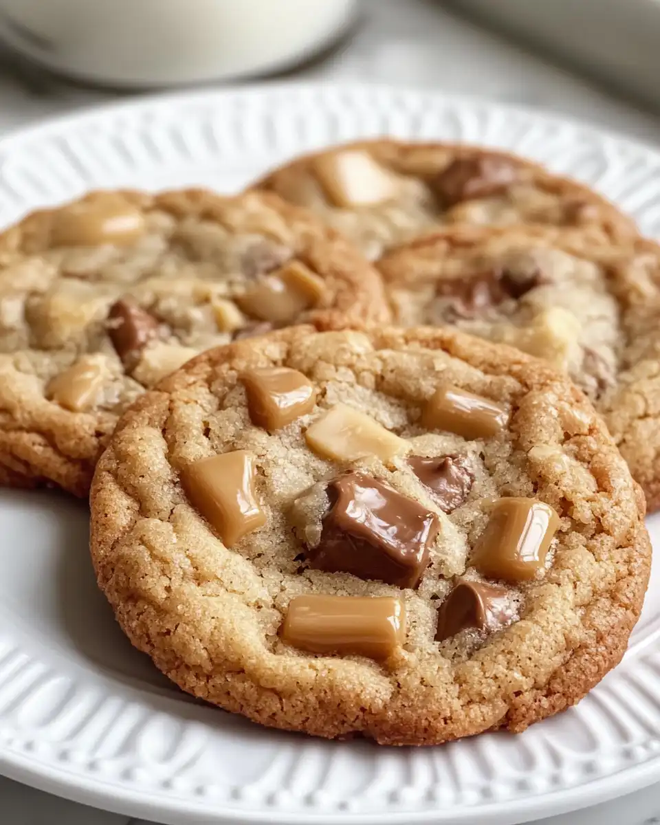 Close-up of salted caramel chocolate chip cookies fresh and ready to eat