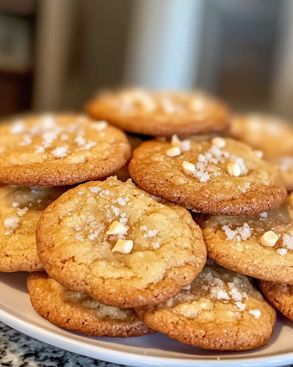 Close up of salted honey cookies with powdered sugar dust on top ready to eat