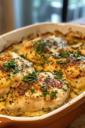 Savory Baked Italian Angel Chicken taken with iphone 15 pro max --iw 2 --ar 4:5 --v 6.1 --raw