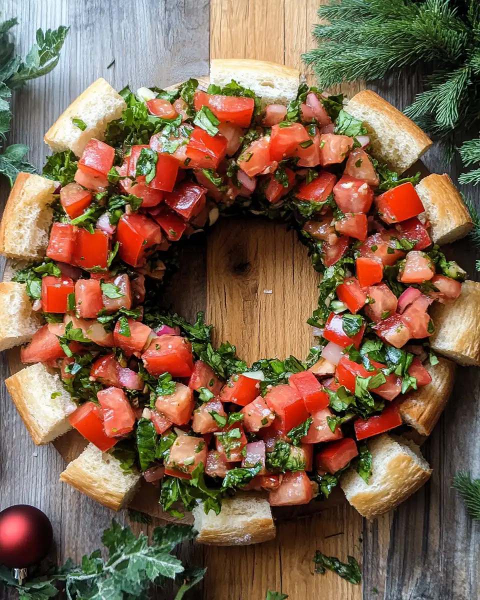 Freshly assembled bruschetta topped and ready to serve