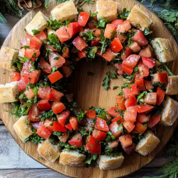 Simple Christmas Bruschetta Wreath taken with iphone 15 pro max --iw 2 --ar 4:5 --v 6.1 --raw