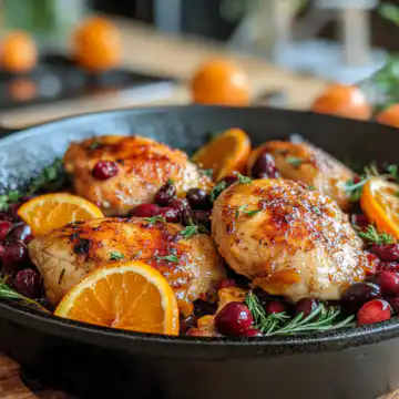 Skillet Cranberry Orange Chicken Recipe taken with iphone 15 pro max --iw 2 --ar 4:5 --v 6.1 --raw