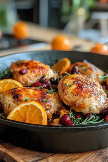 Skillet Cranberry Orange Chicken Recipe taken with iphone 15 pro max --iw 2 --ar 4:5 --v 6.1 --raw
