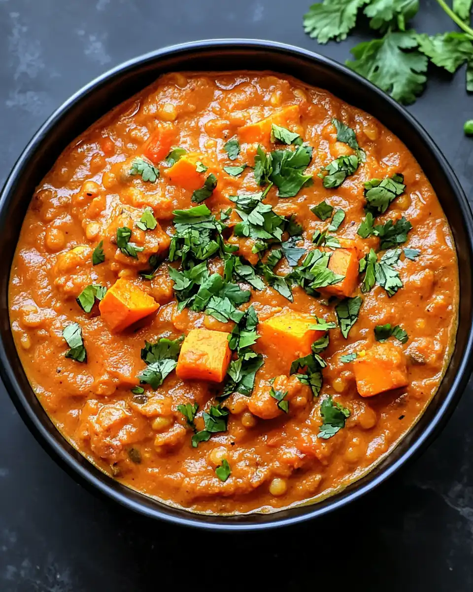 Ingredients for slow cooker sweet potato and lentil tikka masala including spices and vegetables