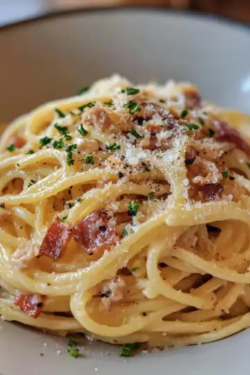 Spaghetti Carbonara taken with iphone 15 pro max --iw 2 --ar 4:5 --v 6.1 --raw