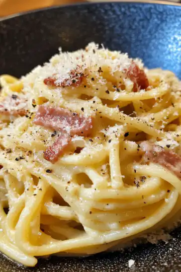 Spaghetti Carbonara taken with iphone 15 pro max --iw 2 --ar 4:5 --v 6.1 --raw
