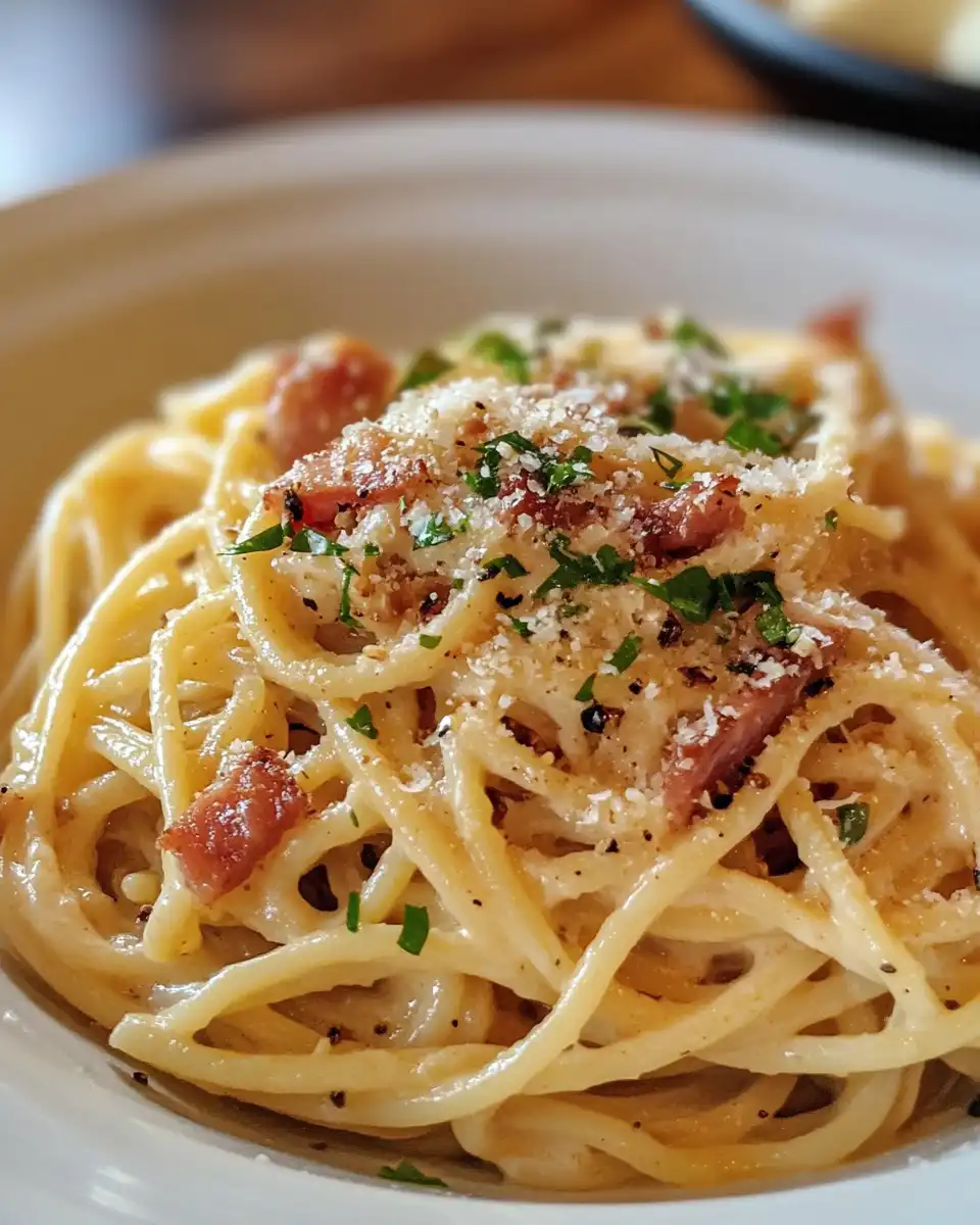 Ingredients for spaghetti carbonara including bacon, eggs, and parmesan cheese