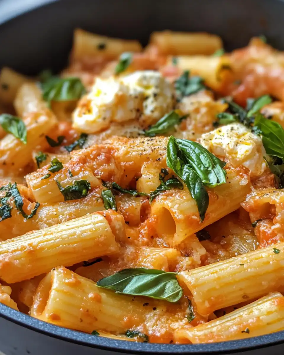 Cooking sauce with shallots, garlic, and tomato paste in skillet for rigatoni