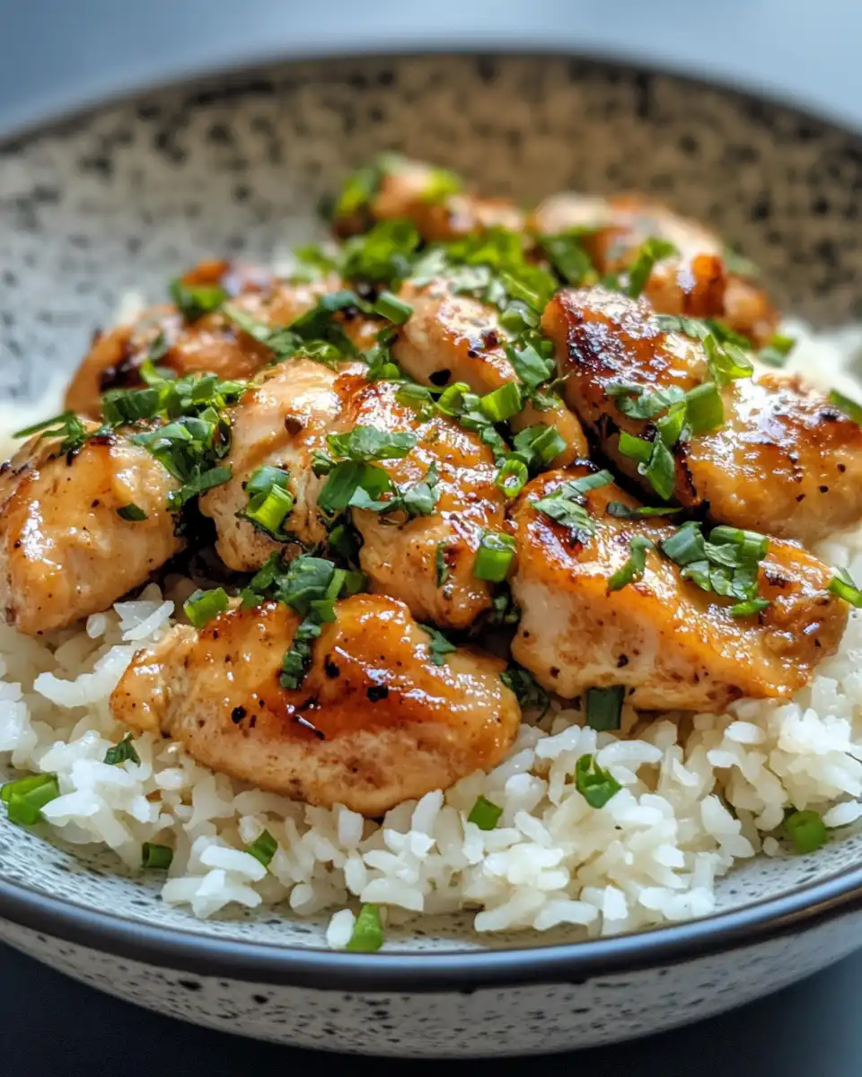 Cooked chicken thighs browning in skillet with rich glaze