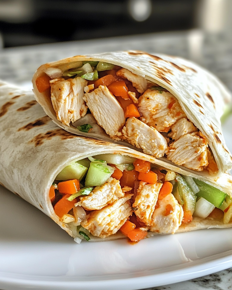 Ingredients for Hot Honey Buffalo Chicken Wraps including chicken tenders and sauces