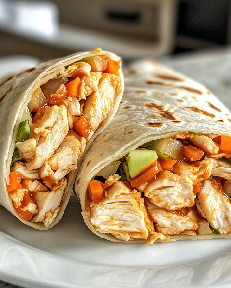 Hot Honey Buffalo Chicken Wraps fresh and ready to serve