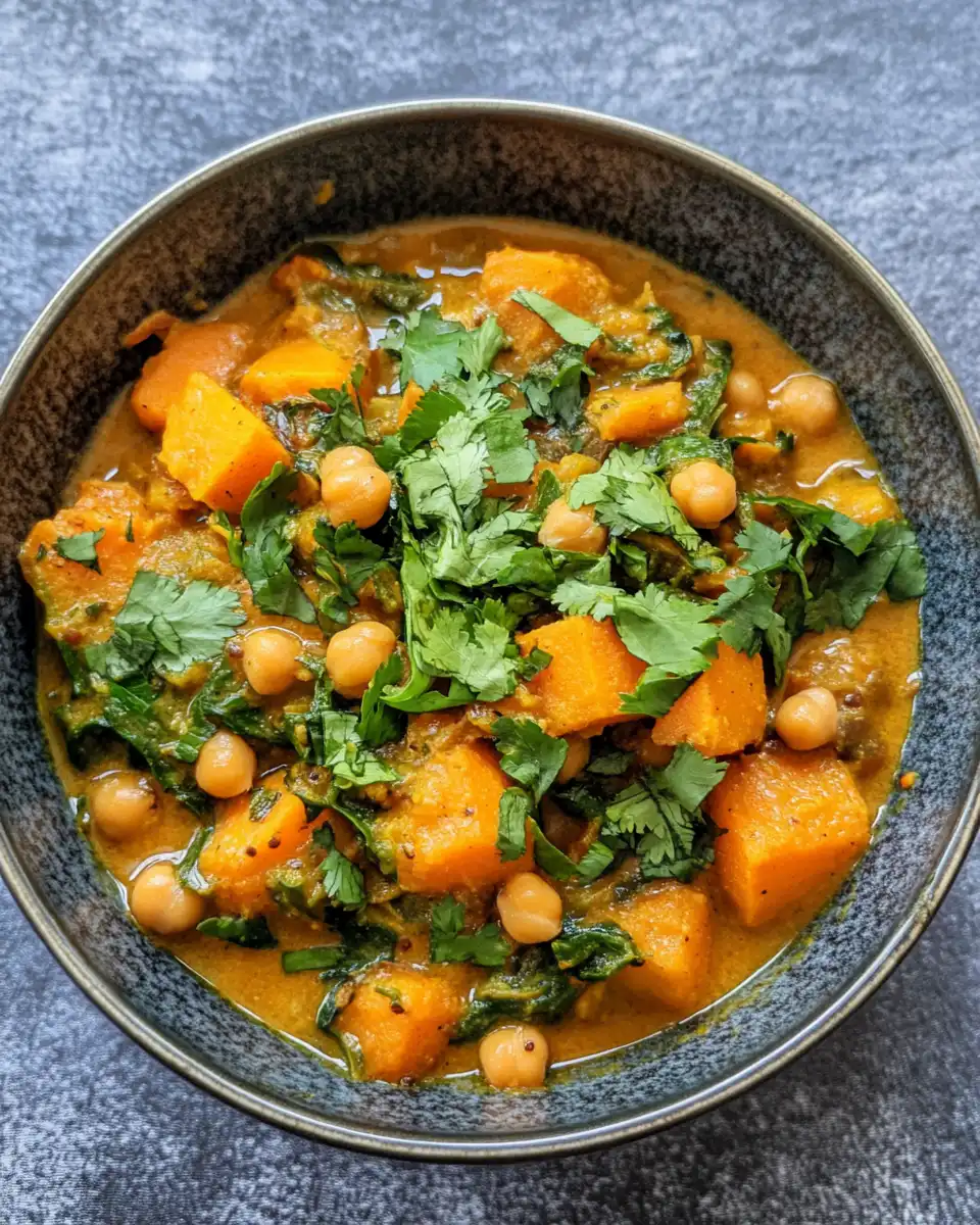 Pressure cooker with sweet potato and chickpea curry cooking and steam rising