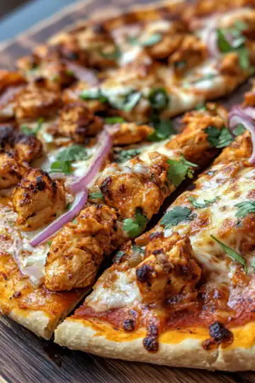 Tandoori Chicken Naan Pizza taken with iphone 15 pro max --iw 2 --ar 4:5 --v 6.1 --raw