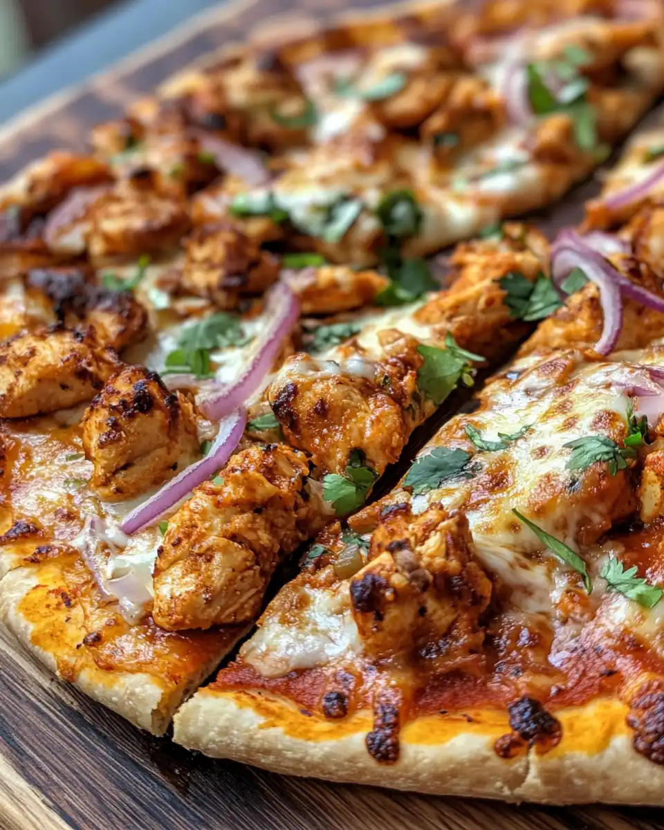 Tandoori chicken naan pizza fresh out of the pressure cooker with steam rising