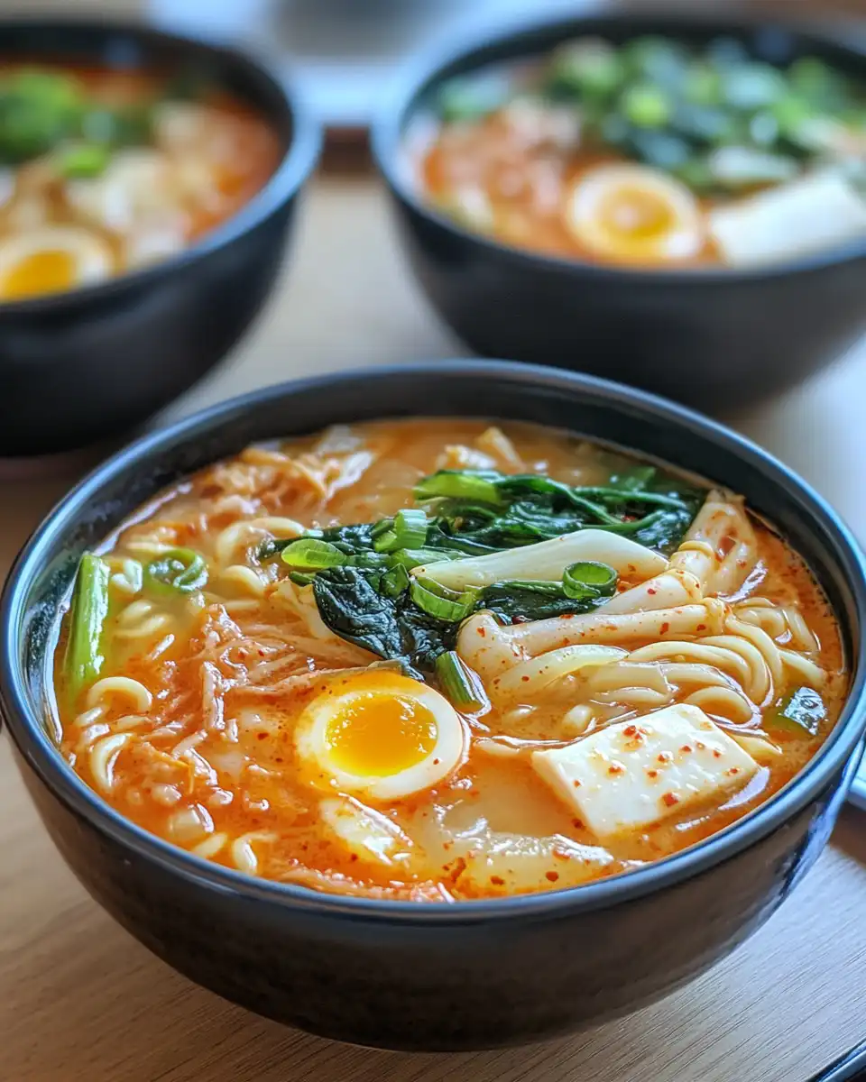 Steaming Korean winter soup in a pot with rich broth