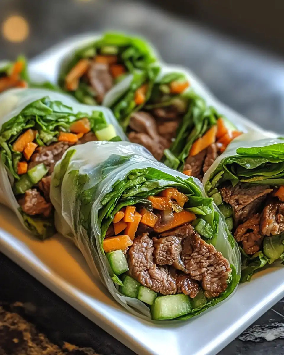 Ingredients for Thai basil beef rolls laid out on a kitchen counter