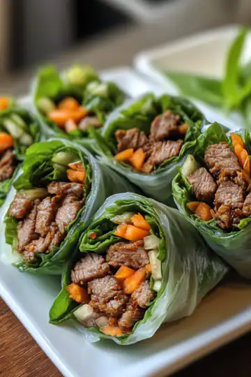 Thai Basil Beef Rolls Fresh Thai Flavors In Every Bite taken with iphone 15 pro max --iw 2 --ar 4:5 --v 6.1 --raw
