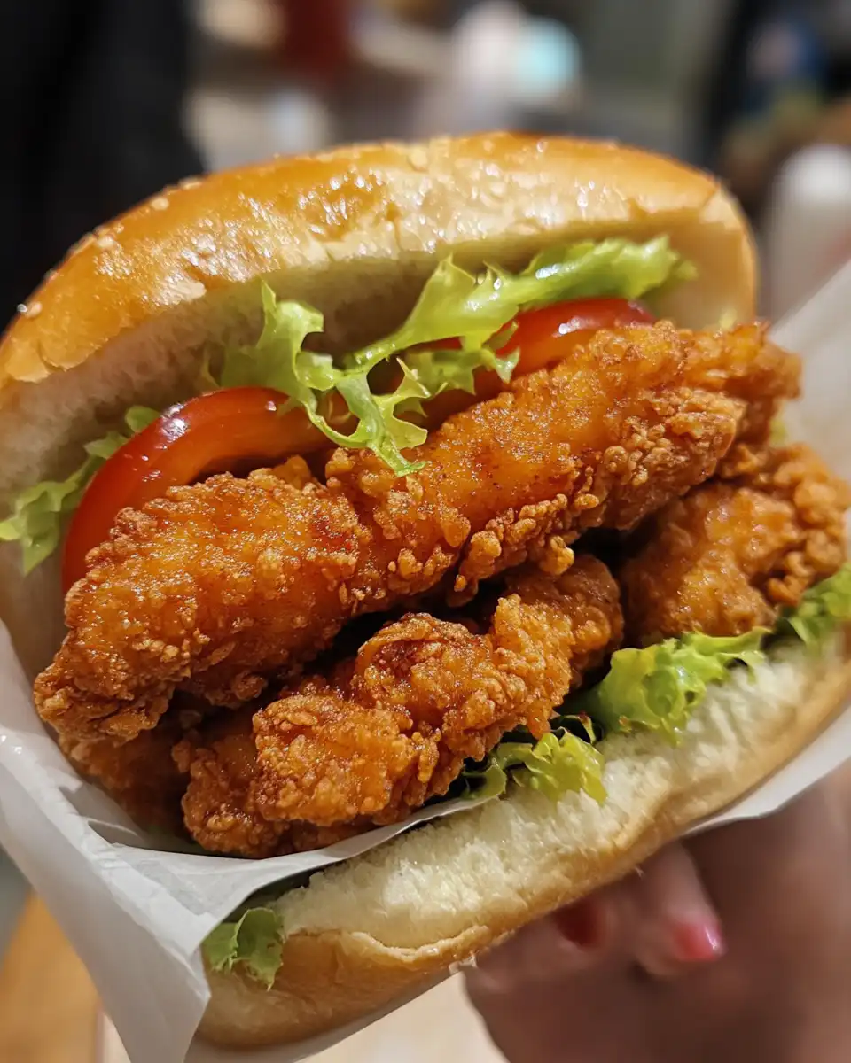 Thai fried chicken sandwich with crisp herb slaw and spicy mayo