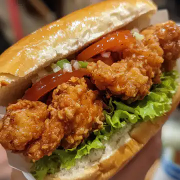 Thai Fried Chicken Sandwich taken with iphone 15 pro max --iw 2 --ar 4:5 --v 6.1 --raw